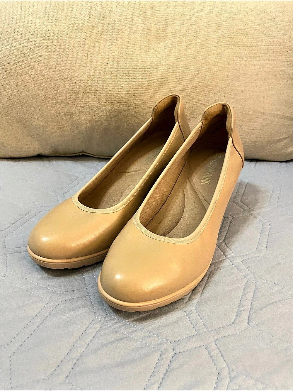Dream Pairs Debbie Wedge Heel Pump Shoes Tan US 9.5
